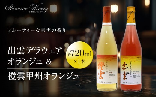 オレンジワイン2種セット【島根ワイナリー ワイン お酒 赤ワイン オレンジワイン フルーティー ぶどうデラウェア 出雲市産 島根県 おすすめ 人気】