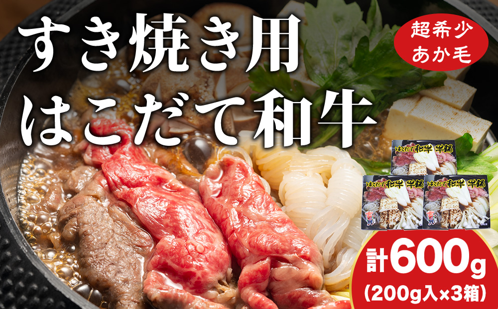 鍋セット はこだて和牛 牛鍋 計600g 和牛 鍋 あか牛 牛肉 小分け 北海道 牛 肉 お肉 赤牛 なべ 薄味付き すき焼き