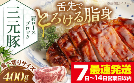三元豚 肩ロース ブロック 400g 《喜茂別町》【平田牧場】 肉 豚肉 ロース ブロック ローストポーク 煮豚 酢豚 煮物 冷凍 冷凍配送 北海道[AJAP159]