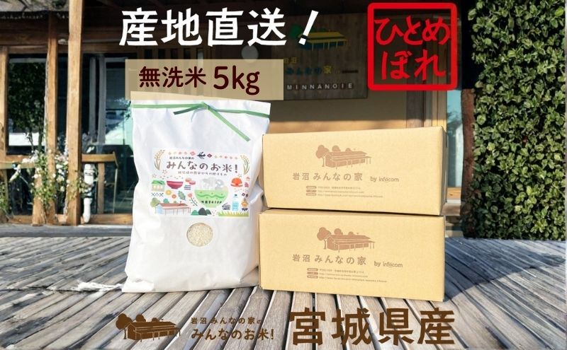 無洗米 ひとめぼれ 5kg 岩沼みんなの家 みんなのお米! 米 精米 お米 白米 単一原料米 ブランド米 東北 震災 支援 こめ コメ おこめ ご飯 ごはん 5キロ 産地直送 送料無料 宮城県産 宮城