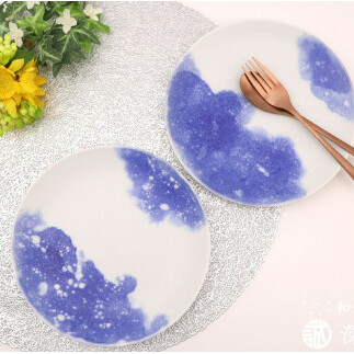 有田焼 BLUE ESPUMA / 6.5寸皿 2枚（深海三龍堂） 食器 おしゃれ スタイリッシュ シンプル モダン 青い器 A20-452_イメージ2