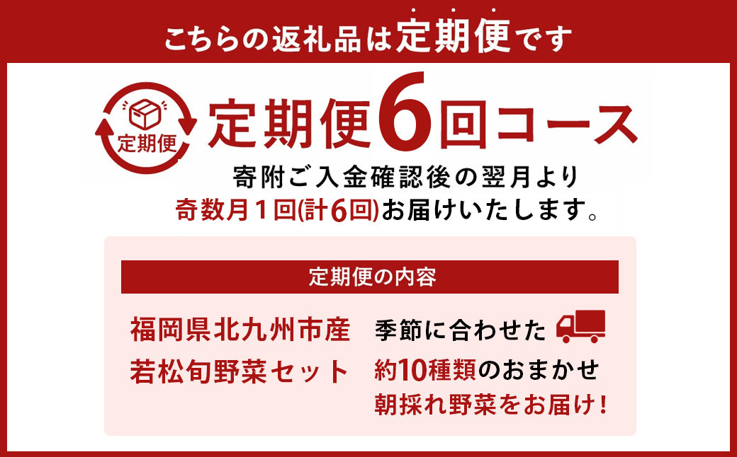 【奇数月定期便年6回】新鮮 直送 若松旬野菜セット 定期便 採れたて 旬野菜