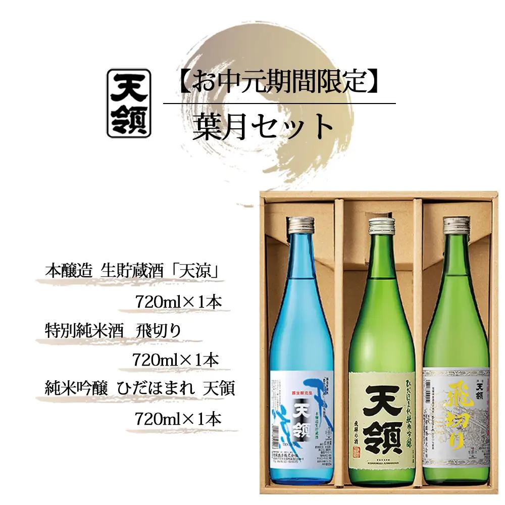【期間限定 お中元】（2026年6月初旬から順次発送）葉月セット 特別純米酒「飛切り」・本醸造生貯蔵酒「天涼」・純米吟醸酒「ひだほまれ　天領」（各 720ml）【2-64】
