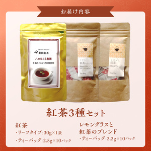 紅茶3種セット _ 紅茶 リーフタイプ 1袋 ティーバッグ レモングラス ブレンド 各10パック 3種 セット 国産 栽培期間中 農薬不使用 こだわり 栽培 ベニフウキ 茶葉 手摘み 手軽さ 美味しさ