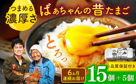 【全6回定期便】ばあちゃんの昔たまご 計120個（15個+5個×6回（品質補償付き）） / 佐賀県 / 素ヱコ農園 [41AEAA005]