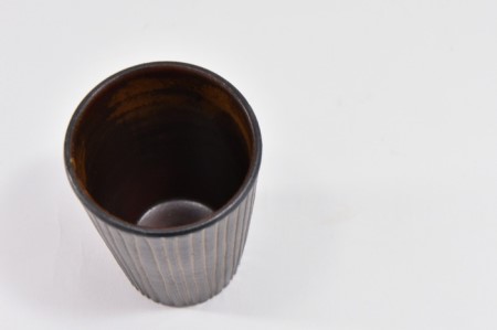 京焼「新羅釉木賊紋ビアグラス」【黒】1個〈グラス 食器 工芸品