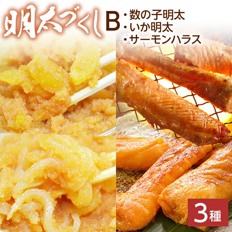 【ふるさと納税】ご飯のお供！明太づくしBセット（数の子明太子・いか明太子・サーモンハラス明太漬） 辛子明太子 鯑 イカ明太 鮭 シャケ お取り寄せグルメ お取り寄せ 福岡 お土産 九州 福岡土産 取り寄せ グルメ 福岡県