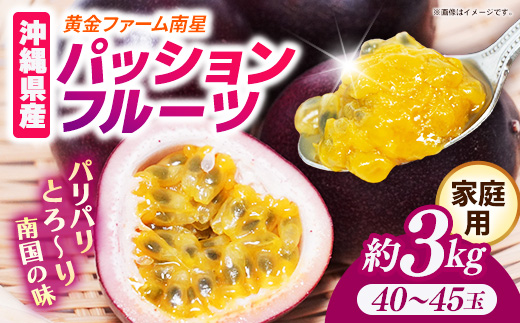 【先行受付】【2027年発送】黄金ファーム南星 パッションフルーツ 家庭用 約3kg (40玉～45玉) - ご自宅用 キズあり 色むらあり ご家庭用 先行予約 南国フルーツ 国産 おすすめ 沖縄県 