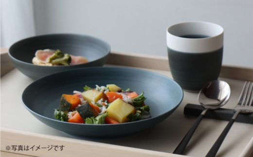 【波佐見焼】Multi plate 21cm グレー 1点 Koseligシリーズ【山忠】 パスタ皿 カレー皿 深皿 [BH06]
