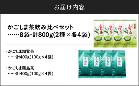 かごしま茶飲み比べセット （ 8袋セット ） K346-009_04 知覧茶 お茶 茶 鹿児島茶 霧島茶 飲み比べ 甘い まろやか 全国茶審査技術大会 日本茶 美味しい リラックス 厳選茶 みのる園茶