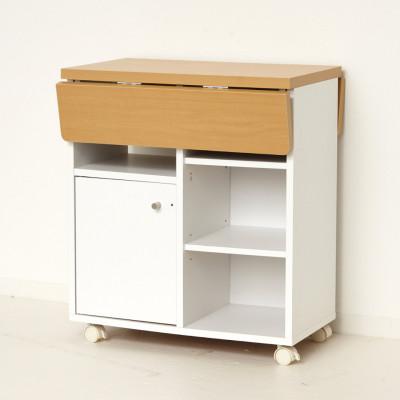 ふるさと納税 海南市 バタ式キッチンワゴン  跳ね上げ天板・キャスター付き 幅60cm ホワイト AKU101177801 |  | 02