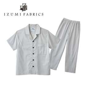 【男女兼用　サイズ:M】半袖×長ズボン　プレミアムガーゼパジャマ　(カラー:プラチナグレー)【1525159】