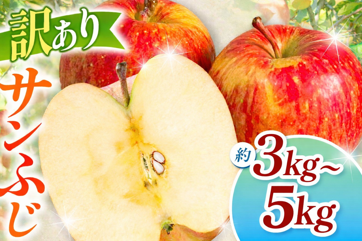 
                  訳あり サンふじ 選べる内容量 ( 約3kg / 約5kg ) 【2026年先行予約】 ｜ 浅野農園 リンゴ りんご 林檎 果物 くだもの フルーツ 果実 果汁 訳あり サンふじ 長野県 松川村 信州 北アルプス
                