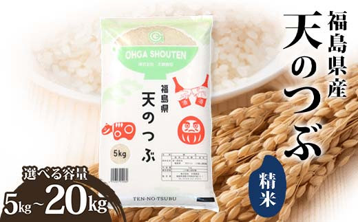 
            ＼選べる容量／ 令和6年産米 鏡石町産天のつぶ精米 5kg 10kg 20kg 米 お米 コメ ごはん ご飯 F6Q-324
          
