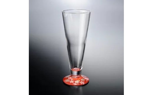 みよし漆器本舗 紀州塗りビールグラス ぬりもん de Verre 蒔絵 桜 赤 285ml