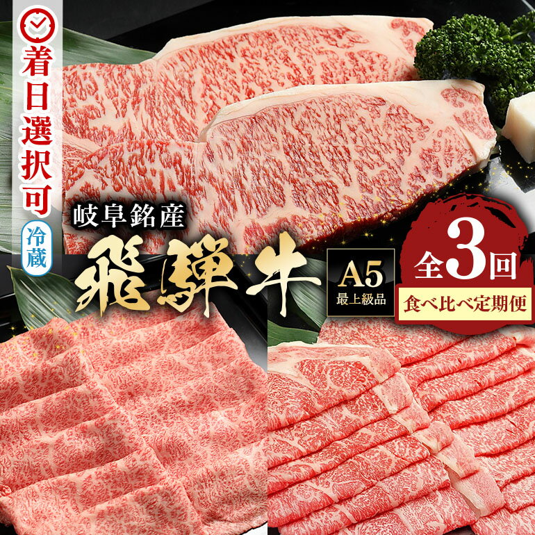 【ふるさと納税】定期便3回 飛騨牛 食べ比べ 定期便 バラエティ カタロース サーロイン ステーキ ロース 各500g 計1500g 黒毛和牛 和牛 牛肉 肉 毎月 隔月 薄切り スライス しゃぶしゃぶ すき焼き A5 霜降り 冷蔵 お楽しみ お盆 お中元 ギフト 贈り物 y14-88 送料無料