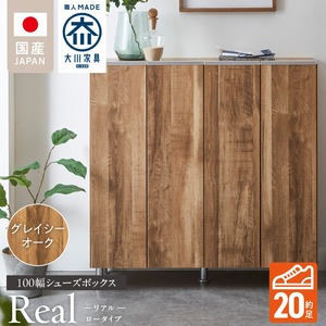 シューズボックス 【リアル 100 LO】 グレイシーオーク_シューズボックス リアル 100 LO 大川家具 グレイシーオーク 靴箱 靴 収納 可動棚 お洒落 国内製造 お取り寄せ 福岡県 久留米市 送料無料 〔Qd063-05〕