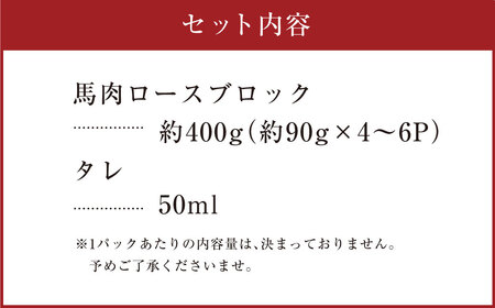 ＜ R8年熊本地震復興支援 ＞鮮 馬刺し ロース 約400g タレ付
