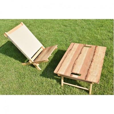 ふるさと納税 美濃加茂市 アベマキ　アウトドアローテーブル(折りたたみ式)/ローチェア　セット　収納バッグ付き