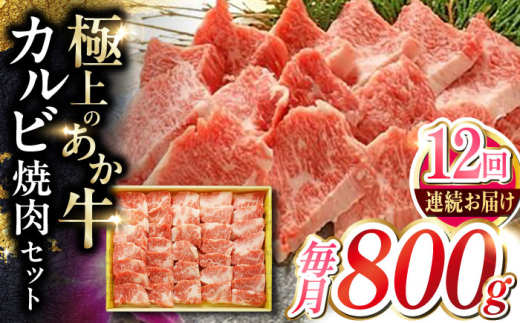 
                  【全12回定期便】あか牛カルビ焼肉セット 約800g 【有限会社 三協畜産】 [AYCQ054]
                