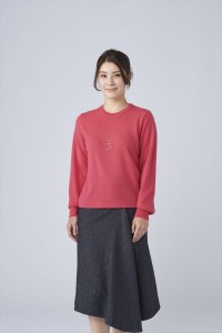 日本製 カシミヤ100% レディース クルーネック ローズピンク Sサイズ [2673]