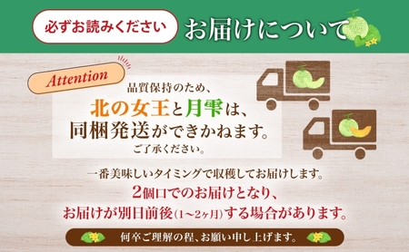 北海道 赤肉メロン 北の女王 青肉メロン 月雫 秀品 約1.6kg 各1玉 メロン 果物 フルーツ 旬 希少 甘い 豊潤 国産 ご褒美 産地直送 ギフト お祝い 贈答品 贈り物 お中元 常温 お取り寄