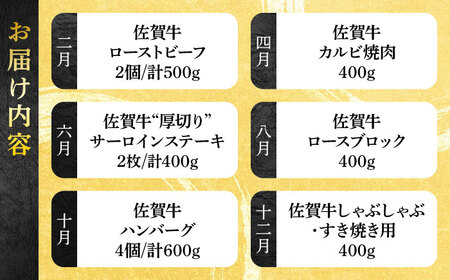 【2ヵ月間隔/全6回定期便】佐賀牛「いろいろコース」 / ローストビーフ 焼肉 ステーキ ハンバーグ / 佐賀県 / 佐嘉ZEYTAKUYA[41AQAA034]