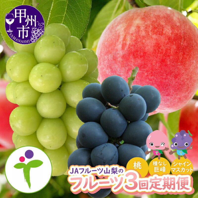 【ふるさと納税】 定期便 フルーツ 3回 桃 6～8玉 約2kg 巨峰2房 約1.1kg シャインマスカット 2房 約1.2kg 果物 くだもの 2025年発送 もも 種なし巨峰 葡萄 ぶどう ブドウ 期間限定 数量限定 山梨県 甲州市 新鮮 JAフルーツ 社員マスカット 【D5-102】