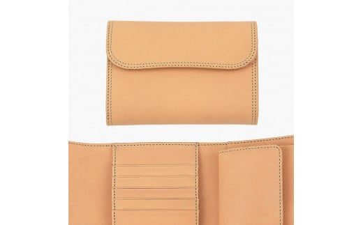 Wホック＆Wステッチ ミドル財布 ナチュラル色 TSURANE [0366]