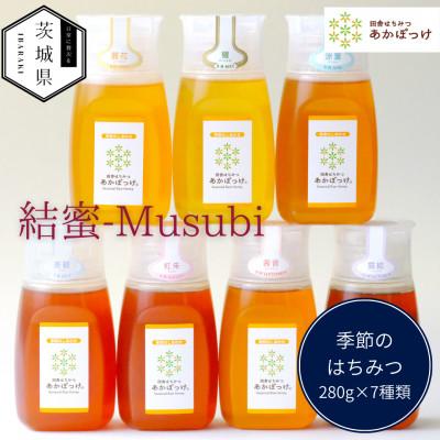 ふるさと納税 茨城県 茨城県産 国産 天然生はちみつ 田舎はちみつ 280g×7種類セット 結蜜-Musubi B7