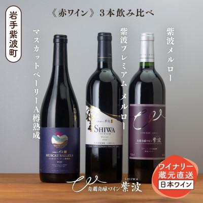 ふるさと納税 紫波町 自園自醸ワイン紫波 赤ワイン3本セット【マスカットベーリーA樽熟成・プレミアムメルロー・メルロー】