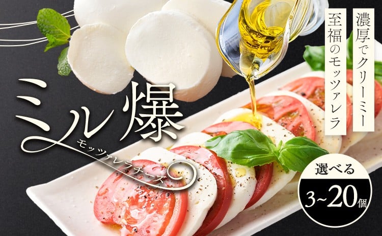 
                  モッツァレラチーズ ミル爆 選べる 3個 6個 10個 20個 チーズ モザレラ 株式会社フォルナ・ヴェスタ《90日以内に出荷予定(土日祝除く)》フレッシュ カプレーゼ おつまみ 前菜 手作り 国産 熊本県 菊池市 送料無料
                