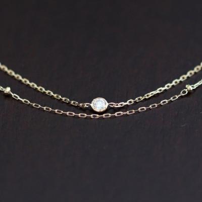 ふるさと納税 山梨市 K18ダイヤモンド2連チェーンブレスレット【ダイヤ0.05ct・17cm】マグネット |  | 01