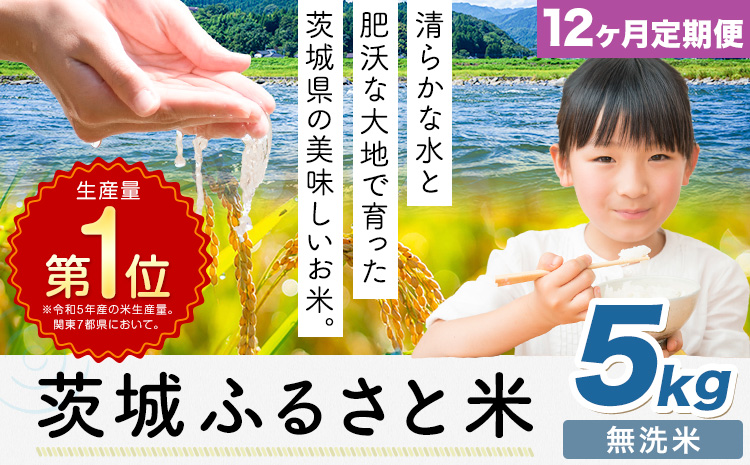 【12ヶ月定期便】米 茨城 ふるさと米 無洗米 5kg《申込月の翌月より出荷開始》茨城県 河内町 米 国産 お米 おこめ お弁当 おにぎり