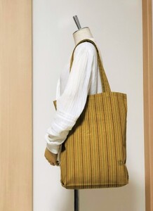 会津木綿 携帯用折り畳みマイバッグ (小町からし) ファッション かばん トートバッグ 手提げ カバン 織物 伝統工芸品 