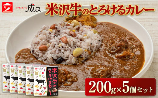 
米沢牛のとろけるカレー (200g×5個セット) 『スパイスキッチン成ス』 山形県 南陽市 [1796]
