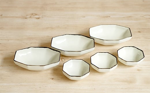 金善製陶所 長角八角小鉢 豆八角小鉢 6点セット 有田焼 A30-1
