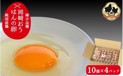 【希少品種】岡崎おうはんの卵 10個入×4パック【冷蔵配送】 / 田辺市 卵 たまご 有精卵 純国産鶏 鶏卵 平飼い お取り寄せ 卵かけごはん 和歌山県【kag003】