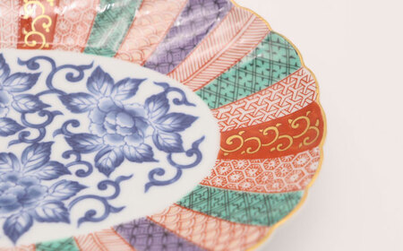 【有田焼】 染錦祥瑞菊割楕円皿 / 佐賀県 / 深海三龍堂[41APAD036]