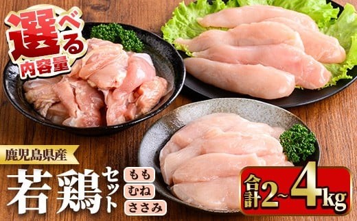 
                  ≪内容量選べる！≫鹿児島県産若鶏セット(合計2～4kg・もも、むね、ささみ) 国産 九州産 鹿児島県産 鶏肉 鳥肉 鶏 とり 若鶏 冷凍 もも むね ささみ ササミ 筋なし セット 詰め合わせ 小分け 真空 【TRINITY】
                