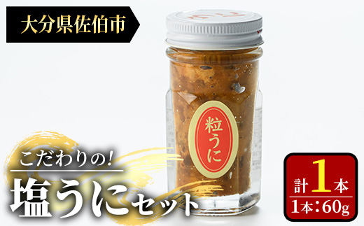 こだわりの塩うにセット(60g×1本)うに ウニ 雲丹 塩うに 冷凍 海の直売所 大分県 佐伯市【AS163】【海べ】