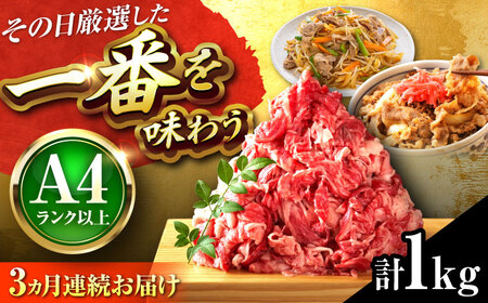 【全3回定期便】【A4～A5】博多和牛 切り落とし 1kg(500g×2P)[BGAB101]切り落とし 大容量切り落とし