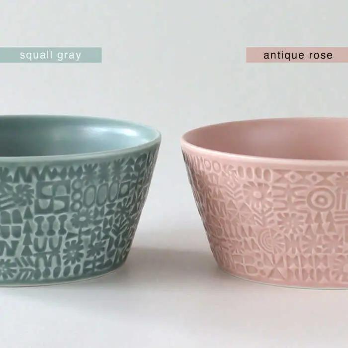 【波佐見焼】PATTERNED BOWL ペア 2点セット squall gray + antique rose 【BIRDS’ WORDS】[CF075]