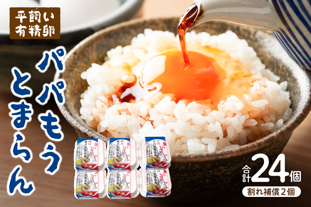 平飼い有精卵「パパもうとまらん」24個入（割れ補償2個含む） mi0019-0021 【卵 たまご タマゴ 玉子 鶏卵 TKG たまごかけごはん 料理】