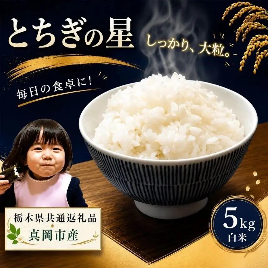 お米 令和8年産 とちぎの星 白米 5kg【2026年産】 | 栃木県共通返礼品 真岡市産