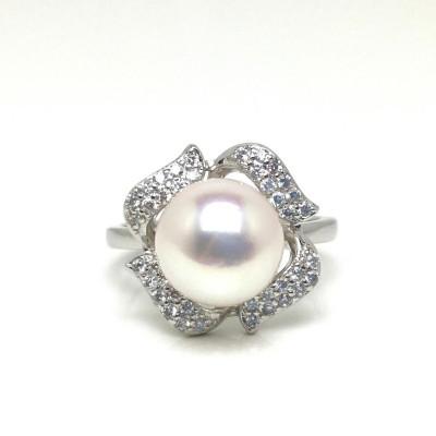 ふるさと納税 志摩市 老舗の真珠専門店・高品質 アコヤ真珠 フリーサイズ リング 8.0〜8.5ミリ