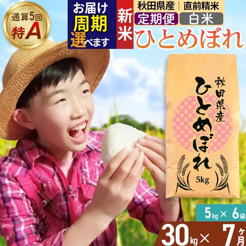 《令和8年産 新米受付》《定期便7ヶ月》【白米】通算5回特A 秋田県産ひとめぼれ 30kg(5kg×6袋)×7回  お届け周期調整 隔月に調整OK