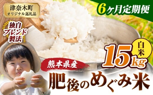 【6ヶ月定期便】白米 熊本県産 ブレンド米 肥後のめぐみ米 15kg 熊本県産 ふるさと納税 精米 米 こめ ふるさとのうぜい コメ お米 おこめ《お申込み翌月から出荷》