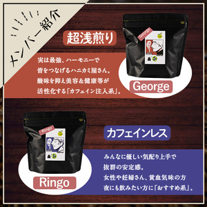 《Gセット》Imagine cafe 有機コーヒーかぶと虫セット(粉タイプ・ジョージ100g×2袋、リンゴ100g×2袋) 珈琲 coffee コーヒー 有機 自家焙煎 モカ メキシコ 超浅煎り 中煎