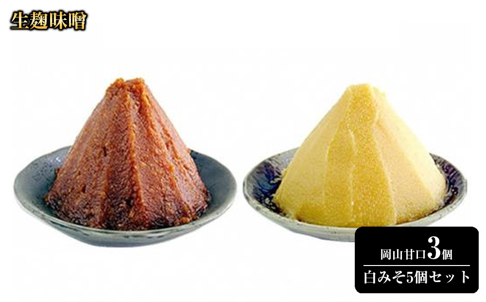 生麹味噌　岡山甘口3個／白みそ5個セット [No.5220-0212]